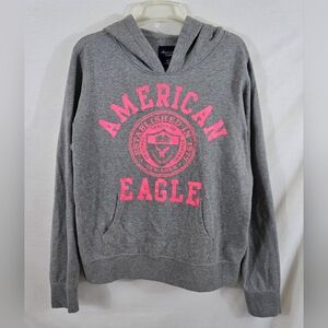 American Eagle Women's Jr's Gray And Pink Hoodie Size XL